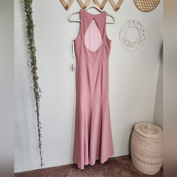 Dessy Collection Diamond Cutout Back Trumpet Gown With Front Slit In Des… - Picture 5 of 11